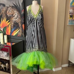 Trisha wore at Beetlejuice Garo Sparo New York Dress w/Beetlejuice merch bag